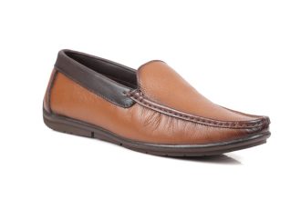 Brown Leather Slip-On Shoes-TR 1402 TAN